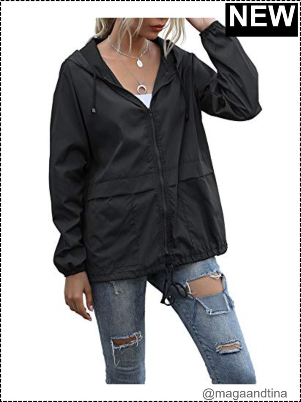 Waterproof Rain Jacket Lightweight Hooded Windbreaker for Outdoor Hiking Camping
